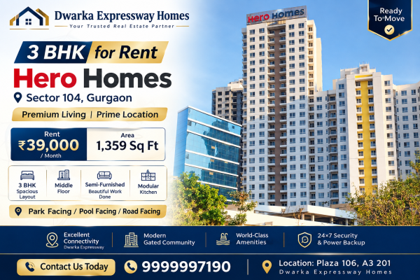 3 bhk flat for rent in Hero Homes 1359 sqft